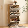 CIPACHO Natural Slim Hidden Shoe Cabinet with 3 Flip Drawers Metal Legs for Entryway Hallway Living Room - 3 of 4