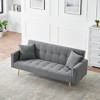 71.7" Teddy Fleece 3-Seater Sofa Bed with Convertible Coffee Table, Adjustable Armrests, 2 Throw Pillows, Solid Wood Frame and Metal Legs - 4 of 4