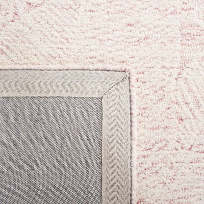 Hand-Tufted Wool Area Rug in Pink and Ivory - 5' x 8' Rectangular