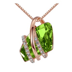 Leafael Wish Stone Pendant Necklace with Birthstone Crystal, 18K Rose Gold Plated/Silvertone, 18" + 2" - 1 of 4