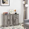 Costway Buffet Storage Cabinet Console Table Kitchen Sideboard Drawer Grey - 2 of 4