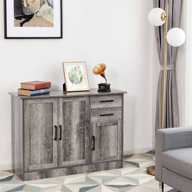 Costway Buffet Storage Cabinet Console Table Kitchen Sideboard Drawer Grey, 2 of 11