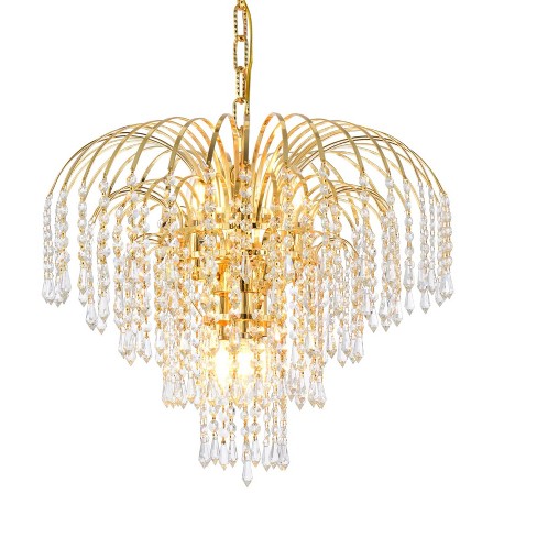 Elegant Lighting Falls 6 light Gold Pendant Clear Royal Cut Crystal - image 1 of 4