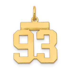 Black Bow Jewelry 14k Yellow Gold, Athletic Collection, Small Polished Number 93 Pendant - 1 of 4