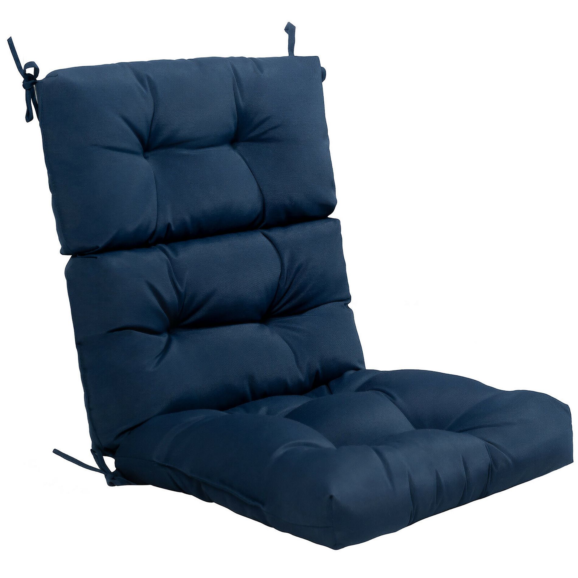 Costway 22''x44'' Back Chair Cushion Tufted Pillow Patio Seating Pad Blue