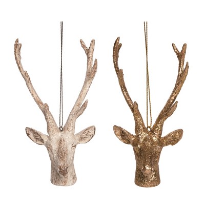Transpac Resin Glowing Reindeer Ornament Set of 2 Christmas Home Decorations