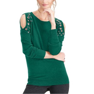 I.N.C International Concepts Womens Cold-Shoulder Pullover Sweater, Green, Small - 1 of 1
