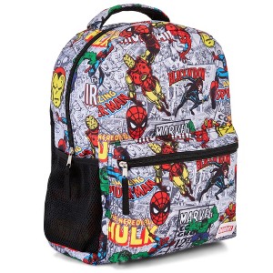 Marvel Comics Allover School Backpack - Avengers, Spiderman, Captain America, Iron Man, Hulk - Bookbag for Kids Boys Girls Adults - Laptop Compatible - 1 of 4