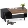 45" Coffee Table Cat Tables with Storage Drawer, Wooden Rustic Coffee Tables with Cat House - 3 of 4