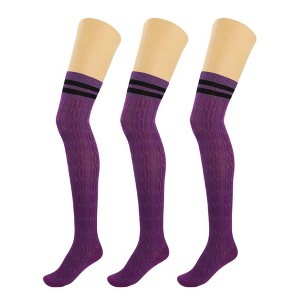 3 Pairs Over-the-Knee Thigh-High Socks for Women – Warm Boot Stockings, Soft & Stretchy Knit, US Size 5-10 - 1 of 4