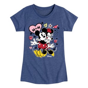 Girls' - Disney - Mickey Minnie Heart Fitted Short Sleeve Graphic T-Shirt - 1 of 4