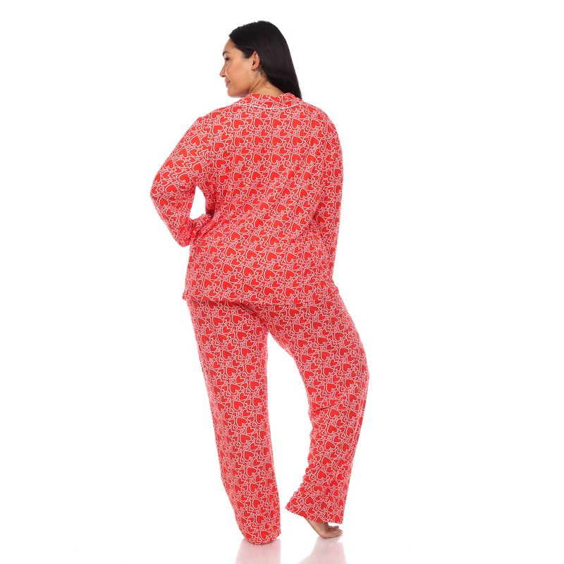Plus Size Long Sleeve Heart Print Pajama Set - White Mark, 4 of 6