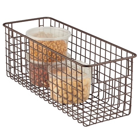 mDesign Metal Wire Food Storage Slim Basket Organizer with Handles for