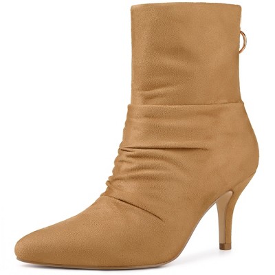 Allegra K Women's Pointy Toe Back Zip Stiletto Heel Ankle Boots