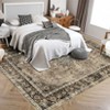 Area Rugs: Washable Non-Slip Floral Vintage Carpet, Foldable Low Pile Stain Resistant Rugs for Hallway, Living Room, Bedroom, Home, Camel - 3 of 4