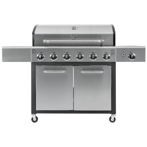 MASTER COOK Gas Grill, BBQ 4-Burner Cabinet Style Grill Propane with Side  Burner, Stainless Steel