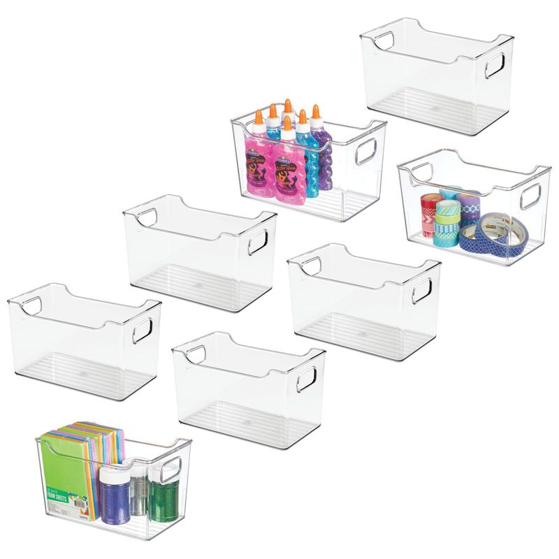 mDesign Deep Plastic Crafting Storage Organizer Bin with Handles, 1 of 8