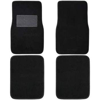 Zone Tech All Weather Carpet Vehicle Floor Mats- 4-Piece Black Plus Vinyl Heel Pad for Protection - Driver Seat, Passenger Seat and Rear Floor Mats