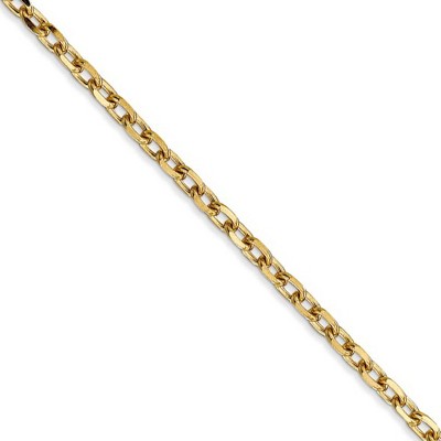 Black Bow Jewelry 3mm, 14k Yellow Gold Diamond Cut Solid Cable Chain Necklace