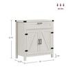 Yukimo 30" White Oak Modern Farmhouse Sideboard Cabinet with 2 Barn Doors and Drawer, Storage Buffet for Dining Room & Living Room - 3 of 4