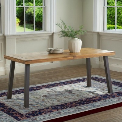 69'' W Modern Industrial Wood Top Dining Table,Metal Frame Rectangle Kitchen Dining Table,Outdoor Dining Table for Patio,Backyard-Coolbibila