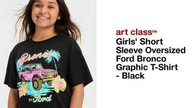 Girls' Short Sleeve Oversized Ford Bronco Graphic T-Shirt - art class™ Black, 2 of 5, play video
