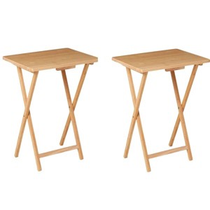 Racxily 2 PCS Indoor Single Folding TV Tray Table, Folding TV Tray Tables, Natural, L 19 x W 15 x H 26 inches. - 1 of 4