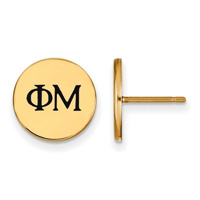 Black Bow Jewelry 14k Yellow Gold Plated Sterling Silver Phi Mu Greek Life Stud Earrings