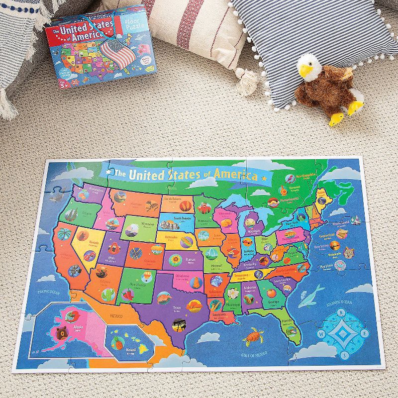 Peaceable Kingdom United States Floor Puzzle for Kids, USA States & Capitals, United States Map Puzzle for Kids, Preschool Toys Boys & Girls Ages 5+, 3 of 5