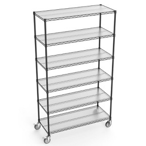 NicBex 83.07" 6-Tier Bookshelf with Wheels & Shelf Liners Bookcases for Living Room Home Office, Gray - 1 of 4