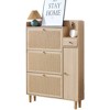 Homy Casa Rattan Shoe Cabinet with Flip Drawers and Side Storage, Natural Oak - 2 of 4