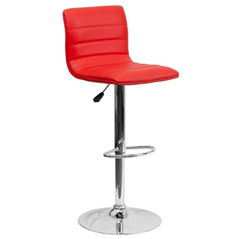 Flash Furniture Modern Red Vinyl Adjustable Bar Stool With Back