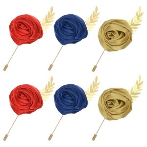 Unique Bargains Wedding Rose Men Suit Boutonnieres Lapel Pin 6 Pcs - 1 of 4