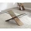 Tasha Cocktail Table: Beveled Glass Top, Wood Veneer Crisscross Base - Steve Silver Co. - 2 of 3