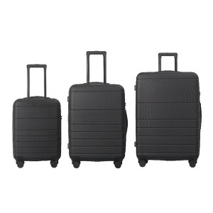 NAYSAYE Luggage ABS Hardshell Spinner Set with TSA Lock and Stylish Design for Travel, Black, 20.87"*11.61"*30.31" - 1 of 4