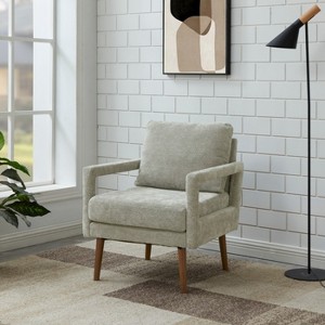 Mid-Century Armchair , Accent Chair with Chenille Armrest - 1 of 4