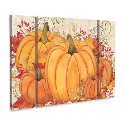 Trademark Fine Art -Jean Plout 'Fall Pumpkins' Multi Panel Art Set Large