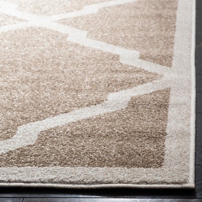 Reversible Wheat & Beige Geometric Synthetic Runner Rug - 2'3" x 13'