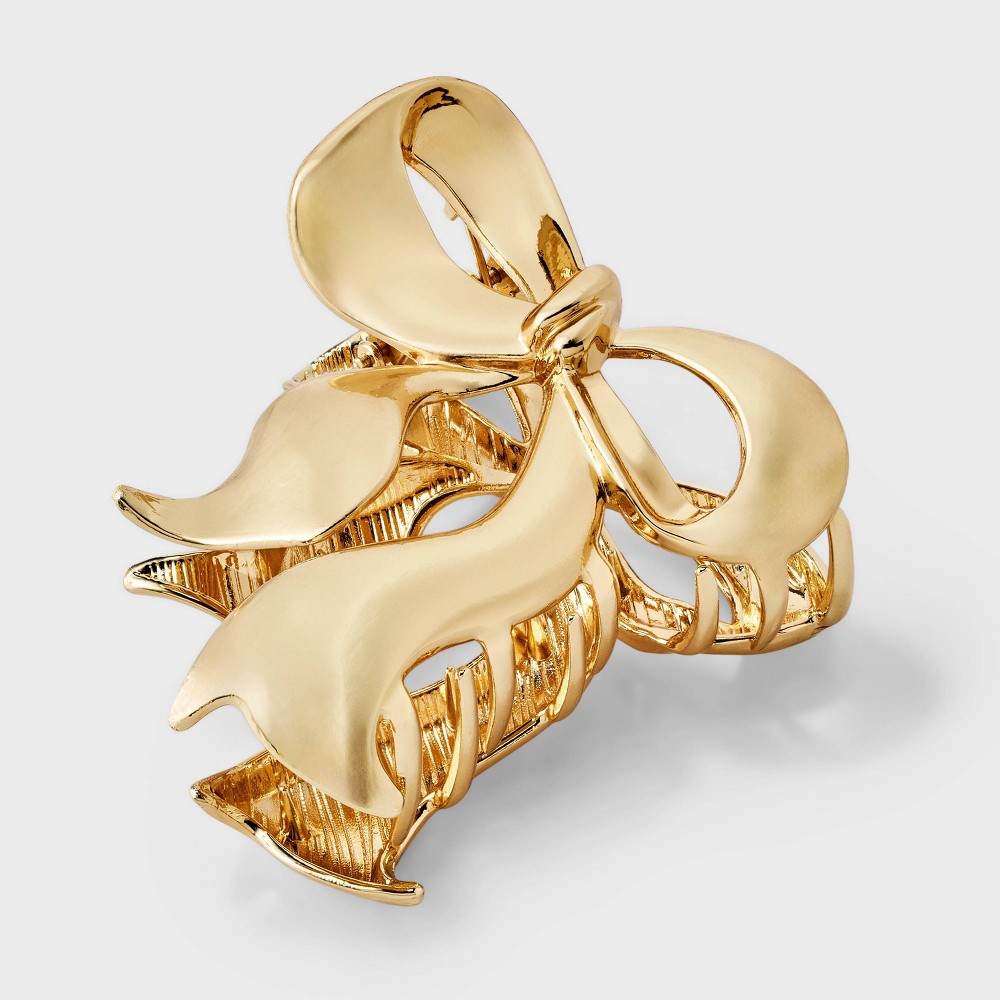 Shiny Bow Claw Hair Clip - Wild Fable™ Gold