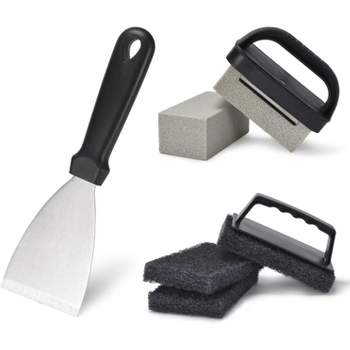 PURAVA Grill and Griddle Cleaning Accessories Set - Black