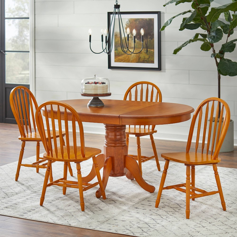 Photos - Dining Table Buylateral 5pc Lancaster Modern Farmhouse Extendable  Set Oak