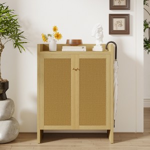 GDFStudio Bruno Boho 6-Tier Rattan Shoe Cabinet with 2 Doors and