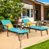 Tangkula Set of 3 Chaise Lounge Chair Set Acacia Wood Frame Adjustable Backrest W/Cushions - 3 of 4