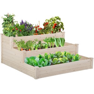 FDW Raised Garden Bed,Elevated Wood Planter Box Outdoor and Indoor Planter Box Garden Planter Box for Vegetable Flower,Natural - 1 of 4