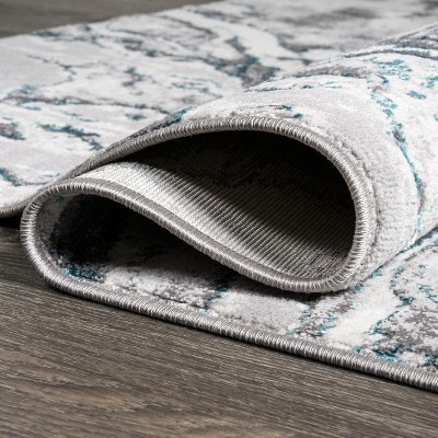 Abstract Swirl 4' x 6' Gray Synthetic Easy-Care Area Rug