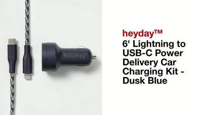 6&#39; Lightning to USB-C Power Delivery Car Charging Kit - heyday&#8482; Dusk Blue, 2 of 8, play video