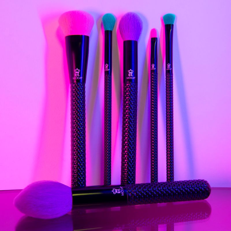 MODA Brush Neon Nights 6pc Full Face Makeup Brush Set., 2 of 9