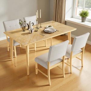 Mshliw 5-Piece Dining Table Set with Upholstered Chairs, Tufted Backs, Rubberwood Legs, Sofa Table, for Kitchen or Dining Room, Seats 4 - 1 of 4