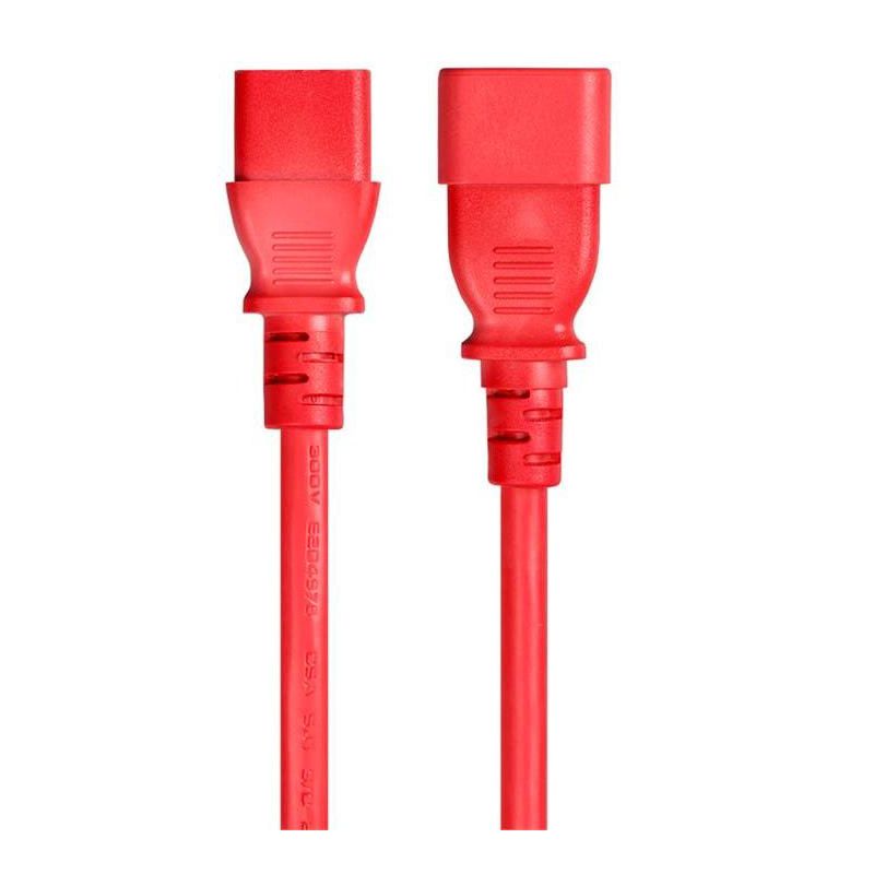 Monoprice Extension Cord - 1 Feet - Red IEC 60320 C14 to IEC 60320 C13, 16AWG, 13A/1625W, 125V, 3-Prong, SJT, For Powering Computers, Monitors, etc., 1 of 7