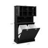Sevobal Bathroom Storage Cabinets, Double Door Lockers with Open Storage Shelf and Flip Drawers for Bathroom, Black, 32.68"*14.57"*59.96" - 4 of 4